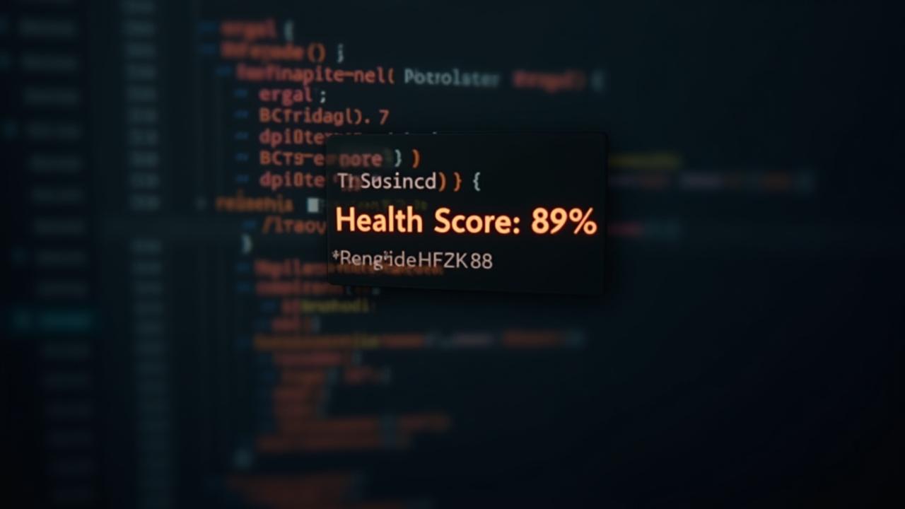 Code editor interface highlighting syntax analysis and optimization metrics